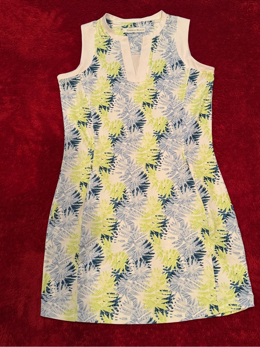 Pebble Beach Lime, Navy & White Tropical Print dress - Picture 2 of 5